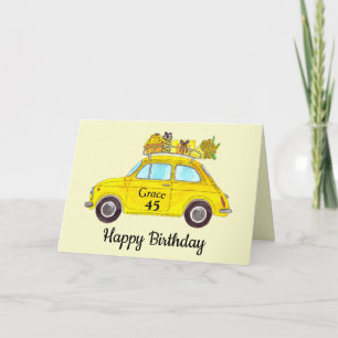 Carte Personnalisable Anniversaire Retro Fiat 500