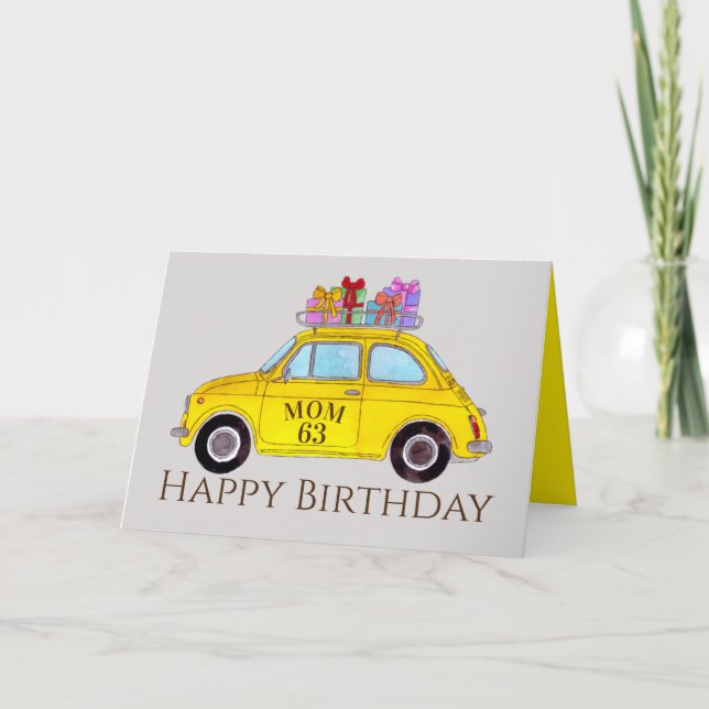 Carte Personnalisable Anniversaire Retro Fiat 500 (Devant)