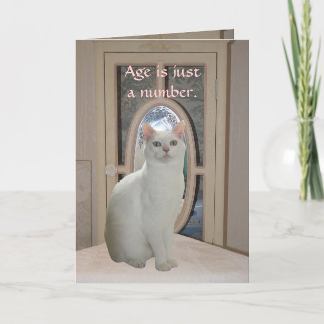 Carte Personnalisable Chat drôle à regarder dans miroir (Devant)