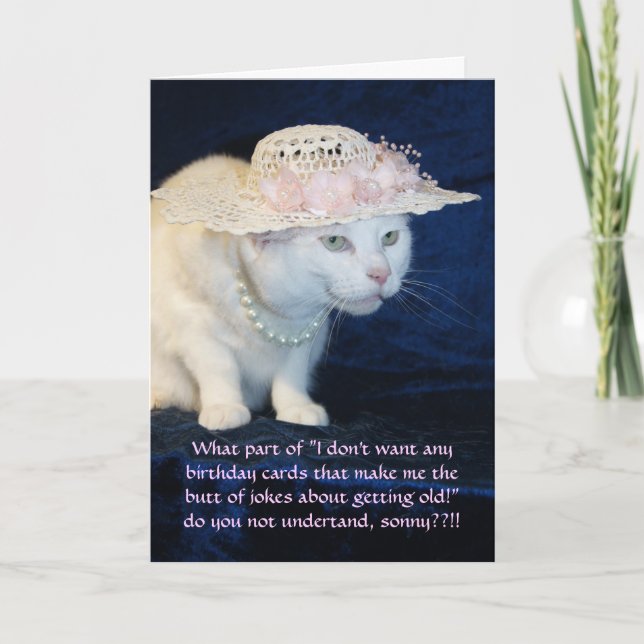 Carte Personnalisable Chat Funny Anniversaire pour femme (Devant)