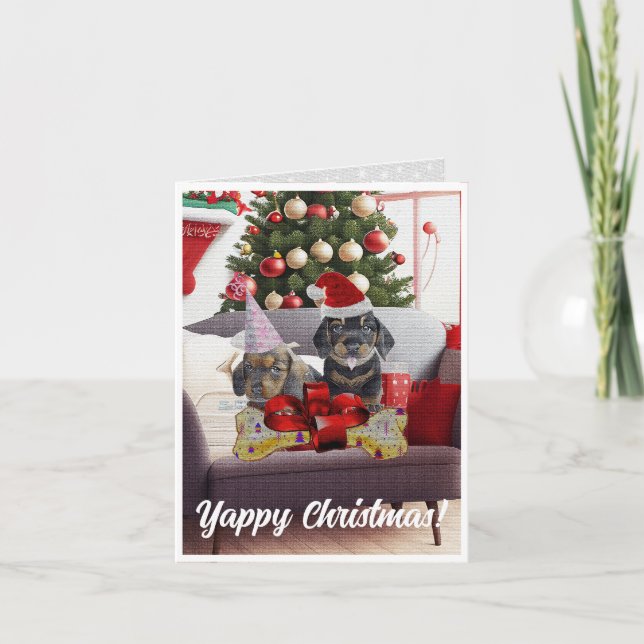 Carte Personnalisable Dachshund Chien Yappy Christmas (Devant)