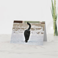 Carte personnalisable de chat noir mignon