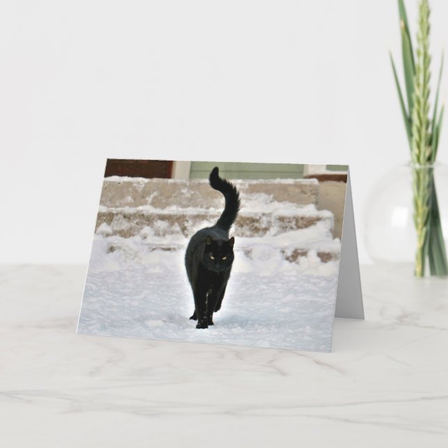 Carte personnalisable de chat noir mignon (Devant)