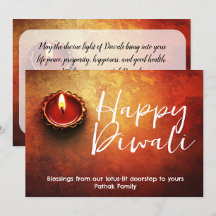 Carte personnalisable de Diwali Bénédiction Lotus 