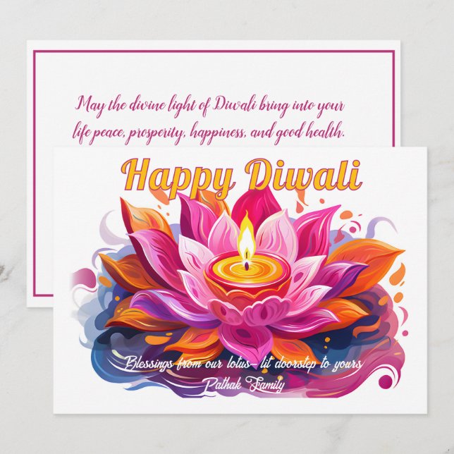 Carte personnalisable de Diwali Diya Dreams (Devant / Derrière)