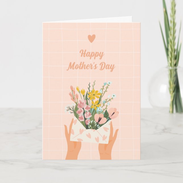 Carte personnalisable de fête des mères à fleurs d (Devant)