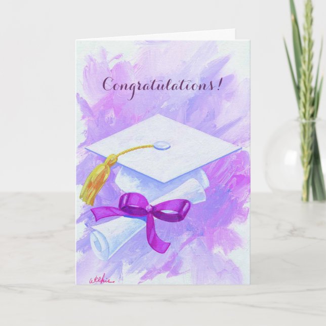 Carte personnalisable de graduation casquette viol (Devant)