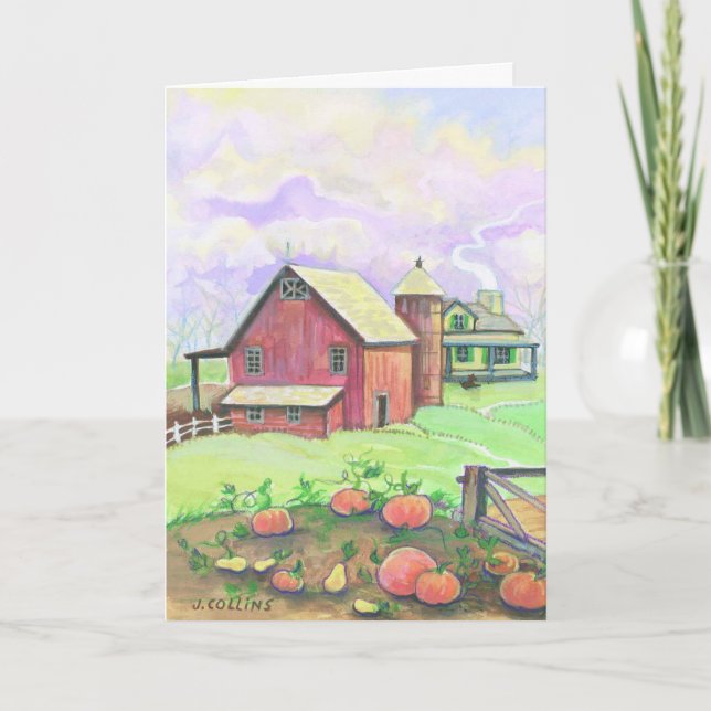 Carte personnalisable de scène de grange aquarelle (Devant)