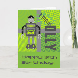 Carte personnalisable Funky Robot Name/Age