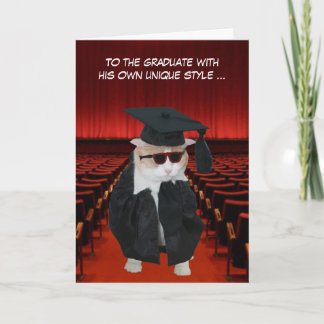 Carte Personnalisable Funny Cat Graduate