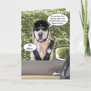 Carte Personnalisable Funny Chien Motorcycle Cop Anniver