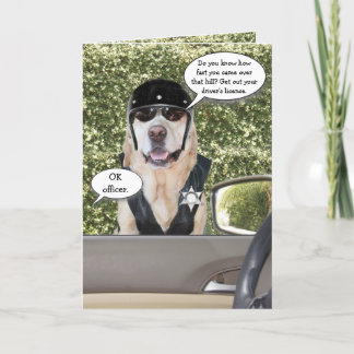 Carte Personnalisable Funny Chien Motorcycle Cop Anniver