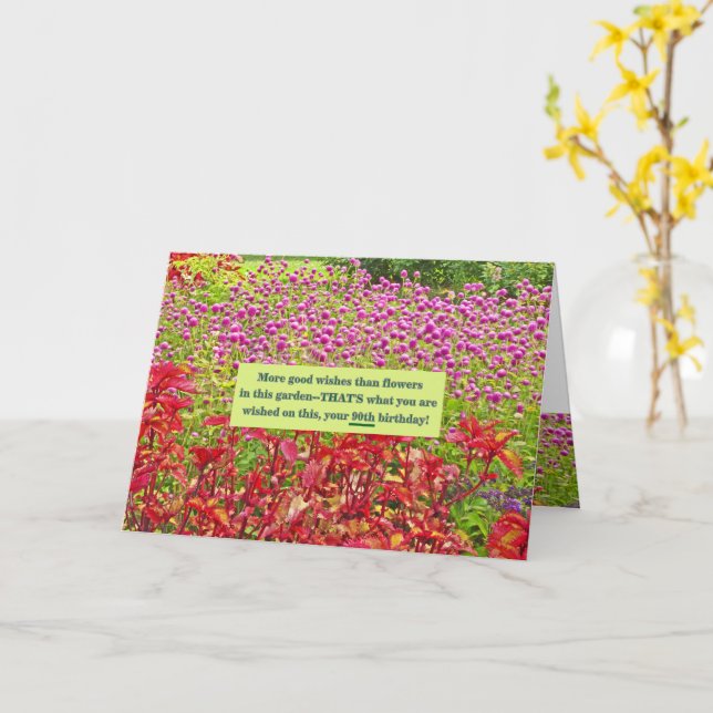 Carte personnalisable Joyeux 90e anniversaire/fleuri (Fleur jaune)