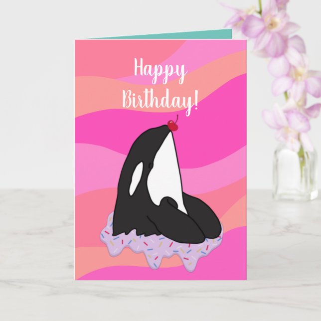 Carte Personnalisable Orca Killer Whale Anniversaire (Orchidée)
