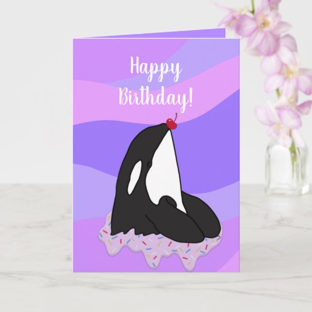 Carte Personnalisable Orca Killer Whale Anniversaire (Orchidée)