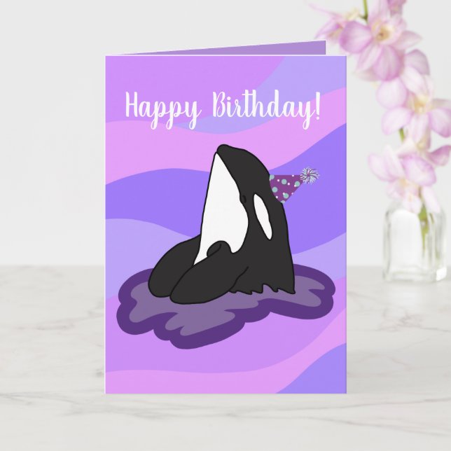 Carte Personnalisable Orca Killer Whale Anniversaire (Orchidée)