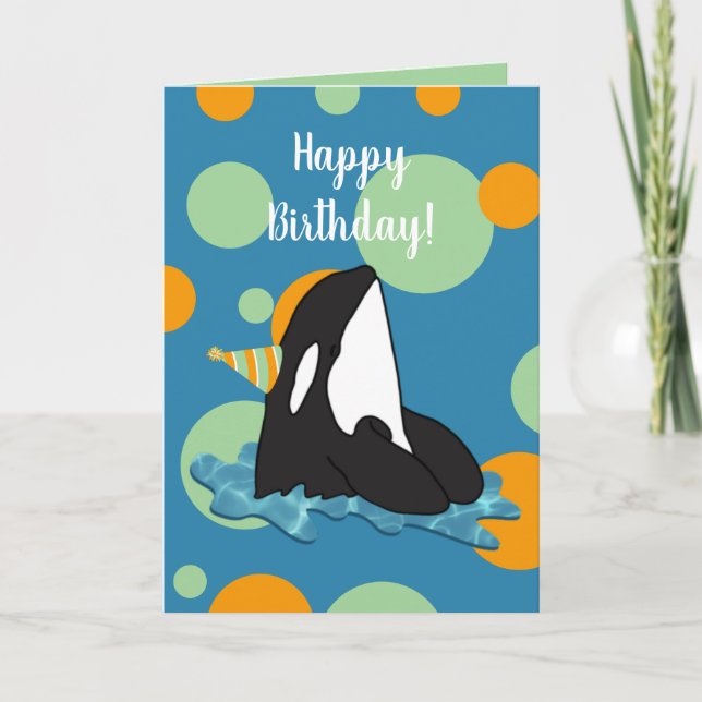 Carte Personnalisable Orca Killer Whale Anniversaire (Devant)