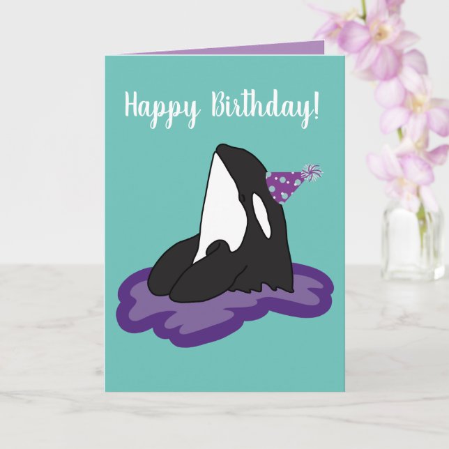 Carte Personnalisable Orca Killer Whale Anniversaire (Orchidée)