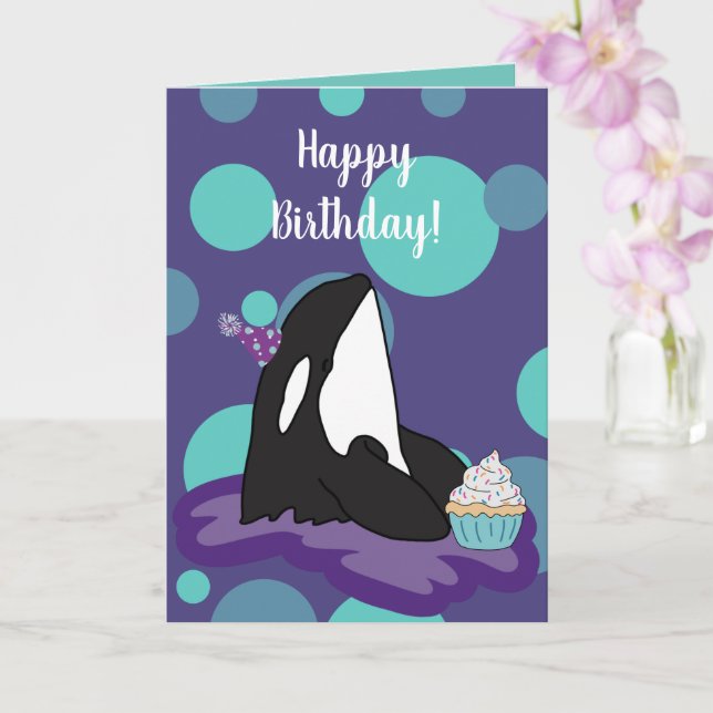 Carte Personnalisable Orca Killer Whale Anniversaire (Orchidée)