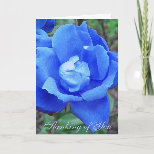 Carte personnalisable Rose bleu (Devant)