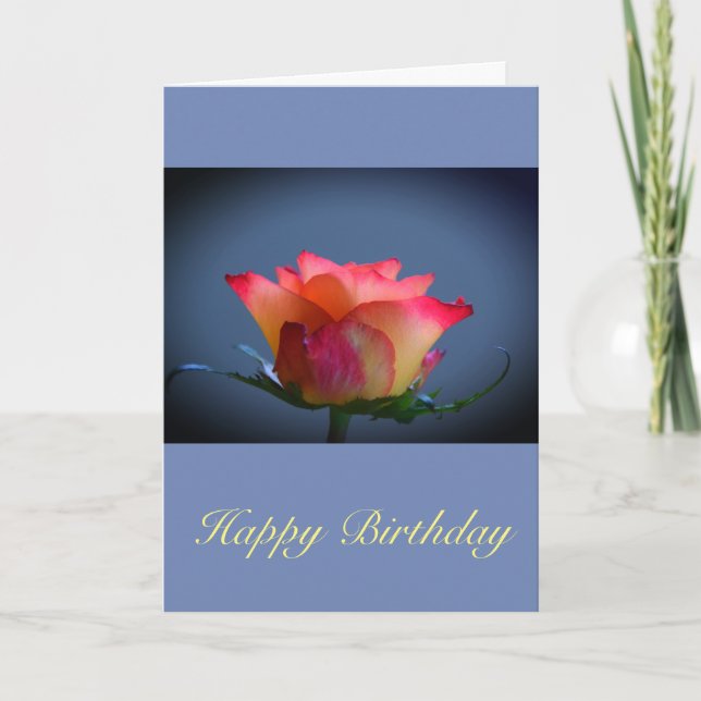 Carte personnalisable rose Joyeux anniversaire (Devant)