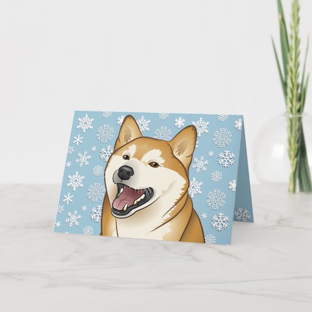 Carte personnalisable rouge de Shiba Inu de Joyeux (Devant)