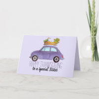 personnalisable Thanksgiving Purple Retro Fiat 500