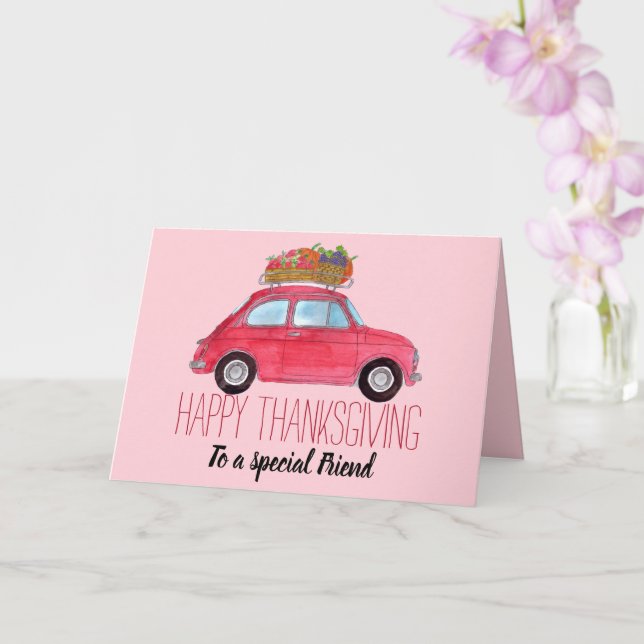 Carte personnalisable Thanksgiving Red Retro Fiat 500 (Orchidée)
