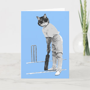 Carte personnalisable vintage de chat de cricket