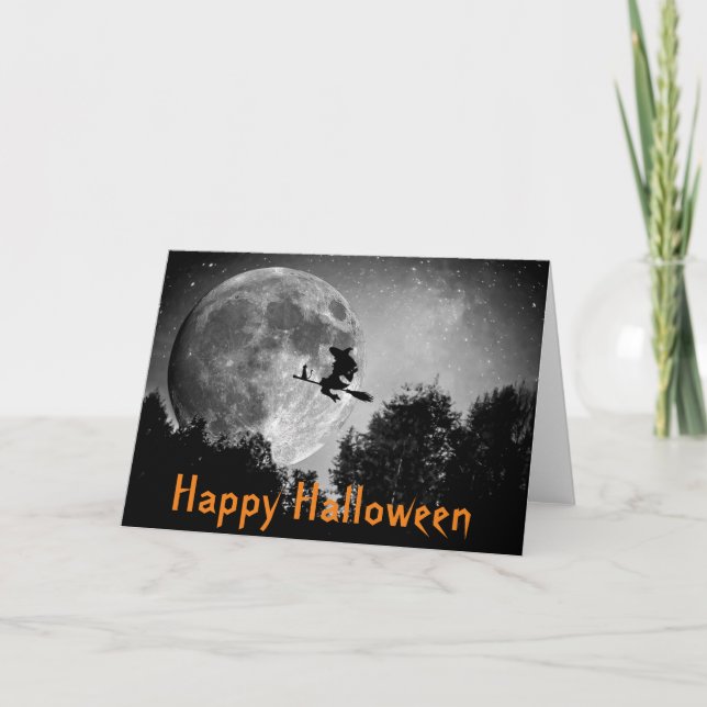 Carte personnalisable Witch and Moon Halloween (Devant)