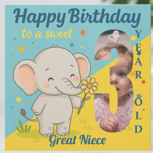 Carte Personnalisé 3e anniversaire Elephant Sweet Votre 