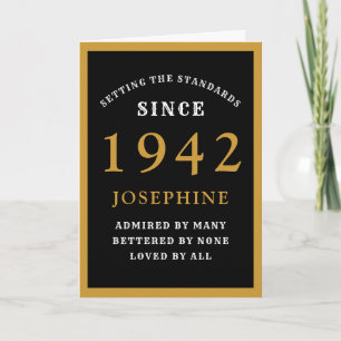 Carte Personnalisé 80e anniversaire 1942 Black Gold Chic