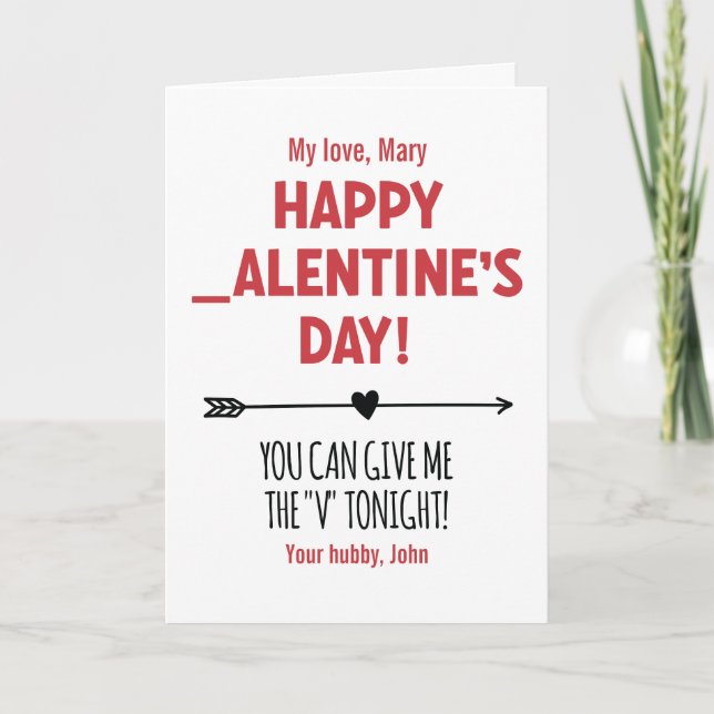 Carte Personnalisé Coquin Donne-moi le 'V' ce soir Flèch (Devant)