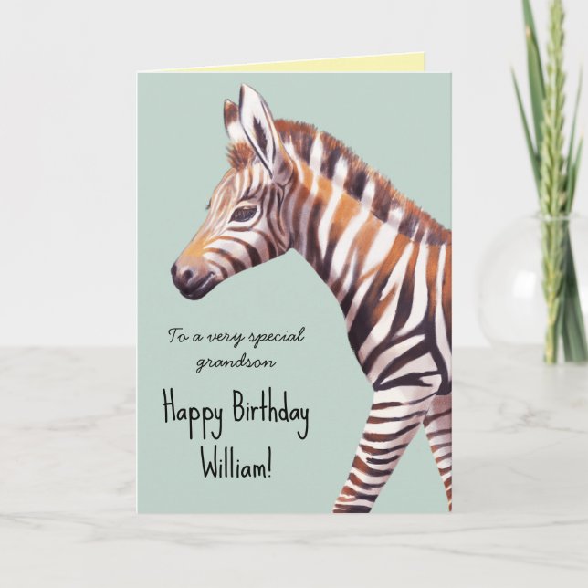 Carte Personnalisé Cute Baby Zebra Anniversaire (Devant)