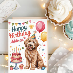Carte Personnalisé Cute Goldendoodle Anniversaire