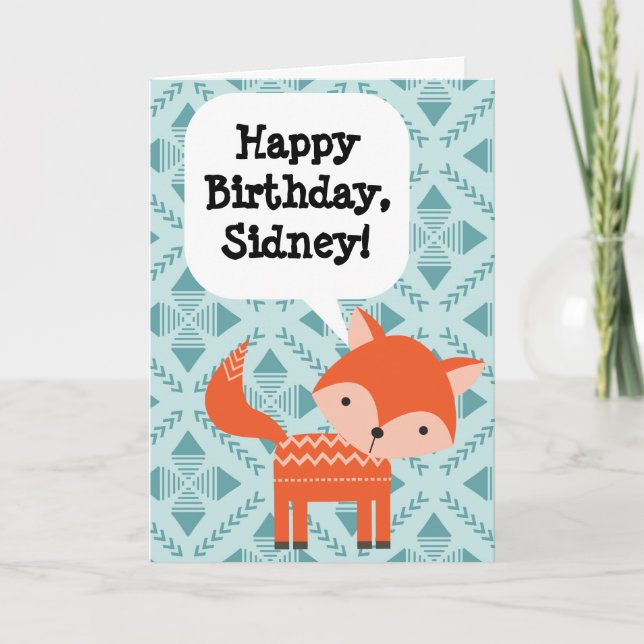 Carte Personnalisé Enfants Anniversaire Red Fox (Devant)