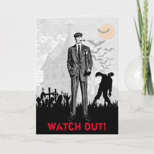 Carte Personnalisé Funky Retro Zombie Halloween Homme An