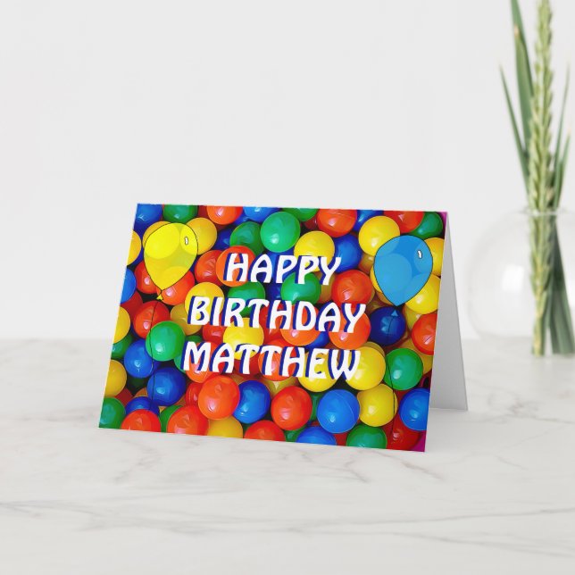 Carte Personnalisé Happy Birthday Ball Pit thème garçon (Devant)