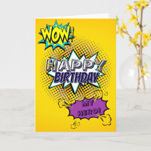 Carte Personnalisé JEUX ANNIVERSAIRE HERO Style BD Pop A