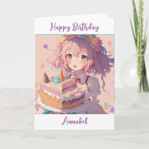Carte Personnalisé Joyeux Anniversaire Anime Girl