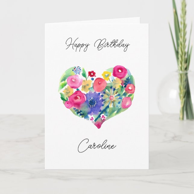 Carte Personnalisé Joyeux Anniversaire Floral Wreath (Devant)