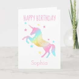 Carte Personnalisé Joyeux Anniversaire Unicorn Rainbow