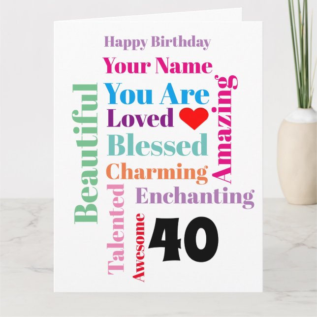 Carte Personnalisé Joyeux Anniversaire Word Art (Devant)