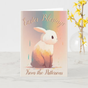 Carte Personnalisé, Lapin arc-en-ciel mignon, Pâques per
