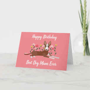 Carte Personnalisé Meilleure maman chien Podenco rose Fl