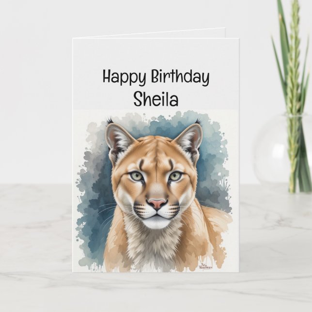 Carte Personnalisé Nom Cougar Anniversaire Amusant (Devant)