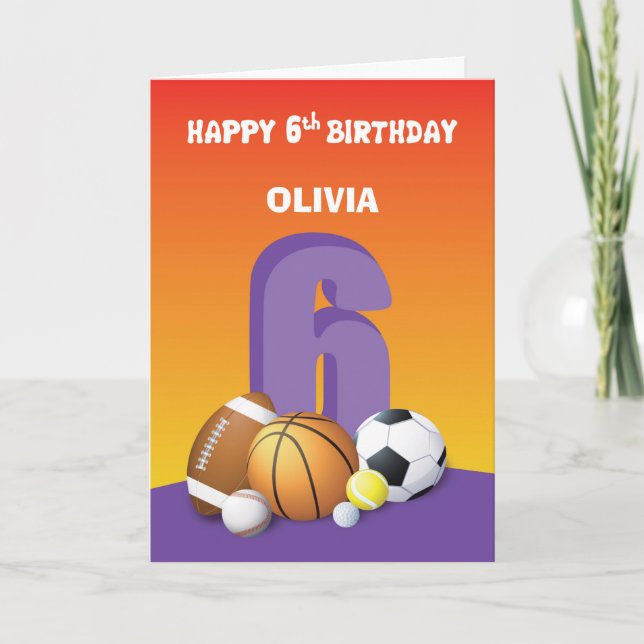 Carte Personnalisé Nom et Relation Fille 6e Anniversaire (Devant)