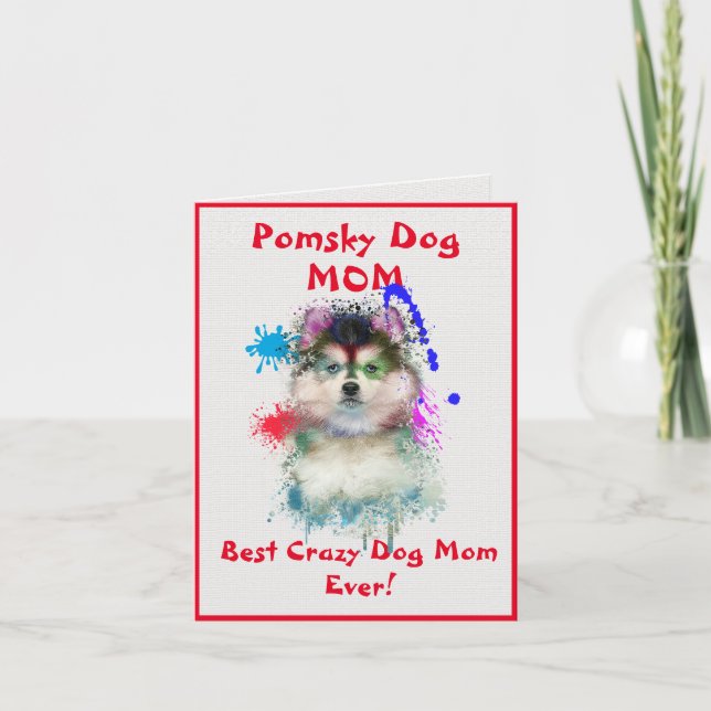 Carte Personnalisé Pomsky Maman Chien Best Crazy Chien L (Devant)