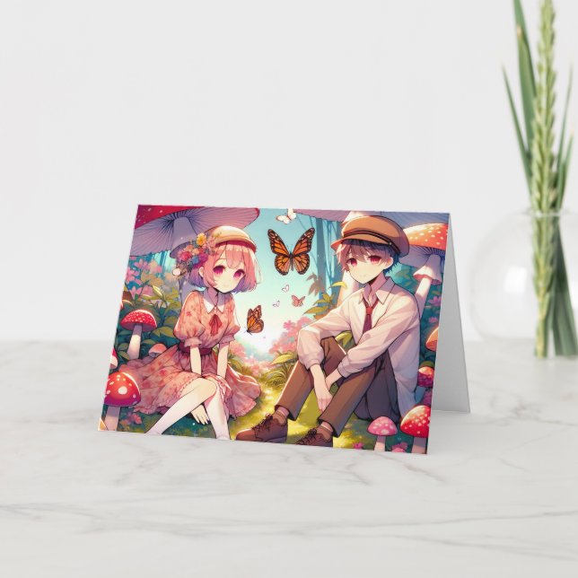 Carte Personnalisé romantique Anime Couple (Devant)