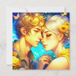 Carte Personnalisé romantique Anime Couple Valentine's D